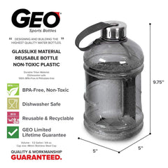 Geo Bottles Bottles 1/2 Gallon BPA FREE Plastic Water Bottle w/ 48mm Steel Cap