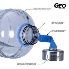 Geo Bottles Bottles 1/2 Gallon BPA FREE Plastic Water Bottle w/ 48mm Steel Cap