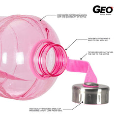 Geo Bottles Bottles 1/2 Gallon BPA FREE Plastic Water Bottle w/ 48mm Steel Cap
