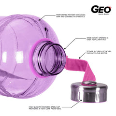 Geo Bottles Bottles 1/2 Gallon BPA FREE Plastic Water Bottle w/ 48mm Steel Cap