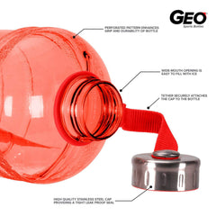 Geo Bottles Bottles 1/2 Gallon BPA FREE Plastic Water Bottle w/ 48mm Steel Cap