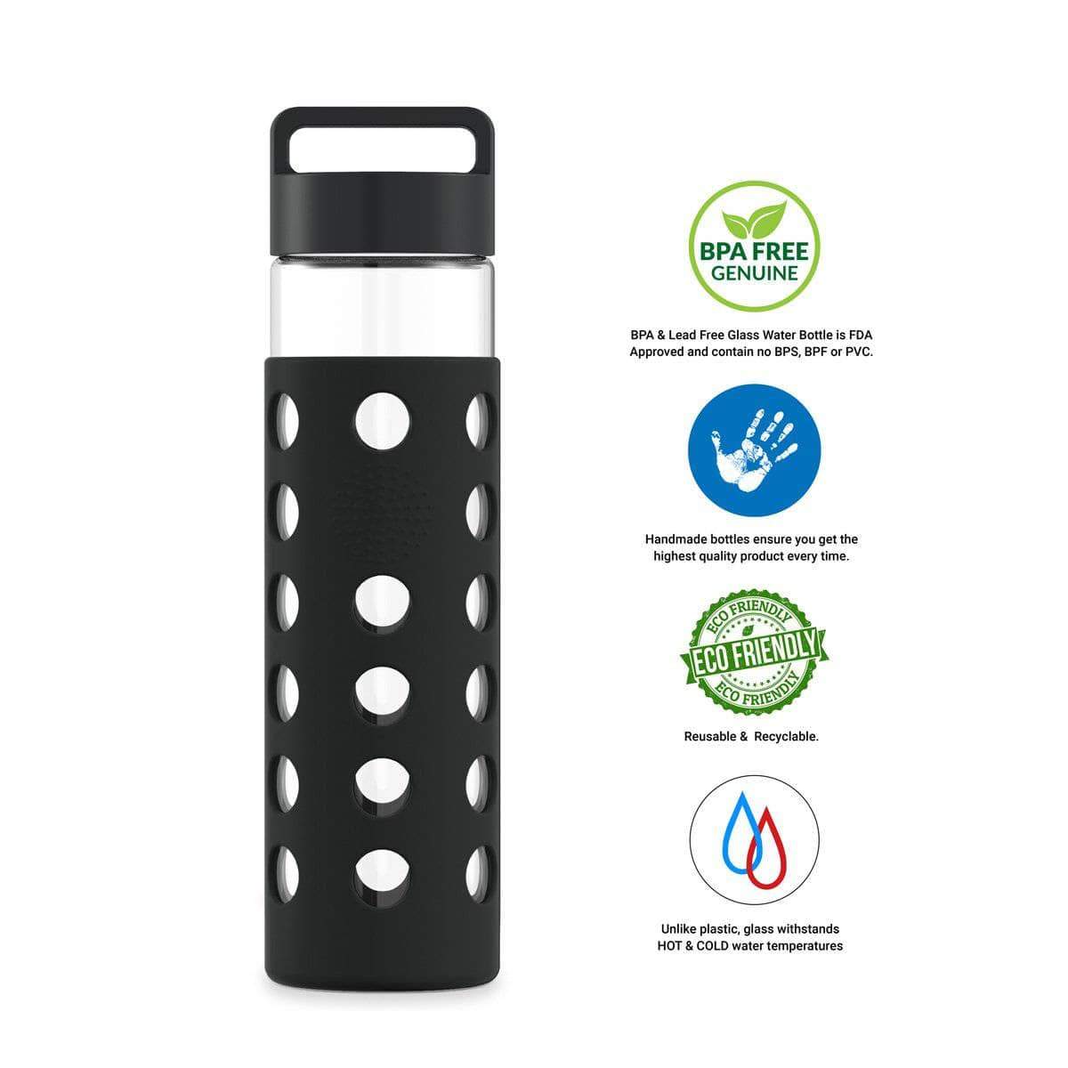 12oz Geo Hot and Cold Glass Drinking Bottle
